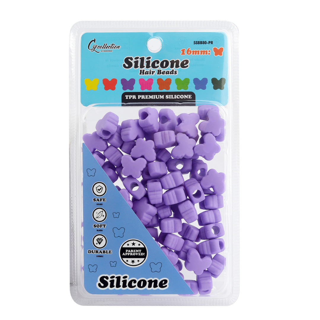Butterfly Shaped Silicone Hair Beads – 1 Pack, 80 PCS 16mm, Soft & Flexible, Noiseless, Painless Hair Accessories for Women & Girls Stylish Braiding