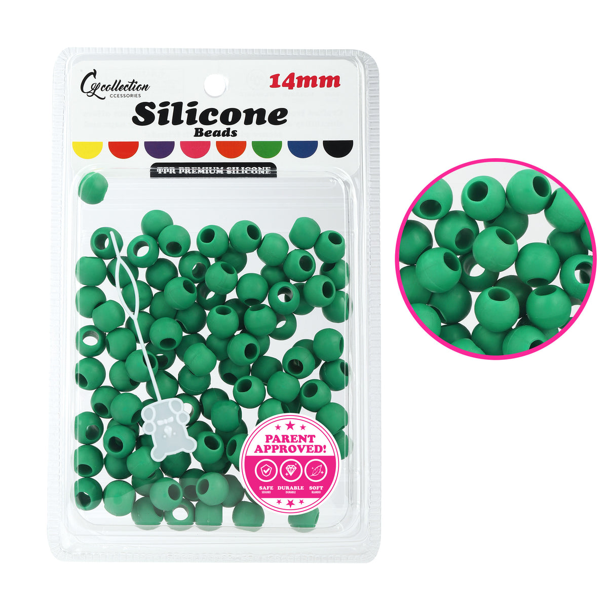 Green Silicone Beads (14mm)