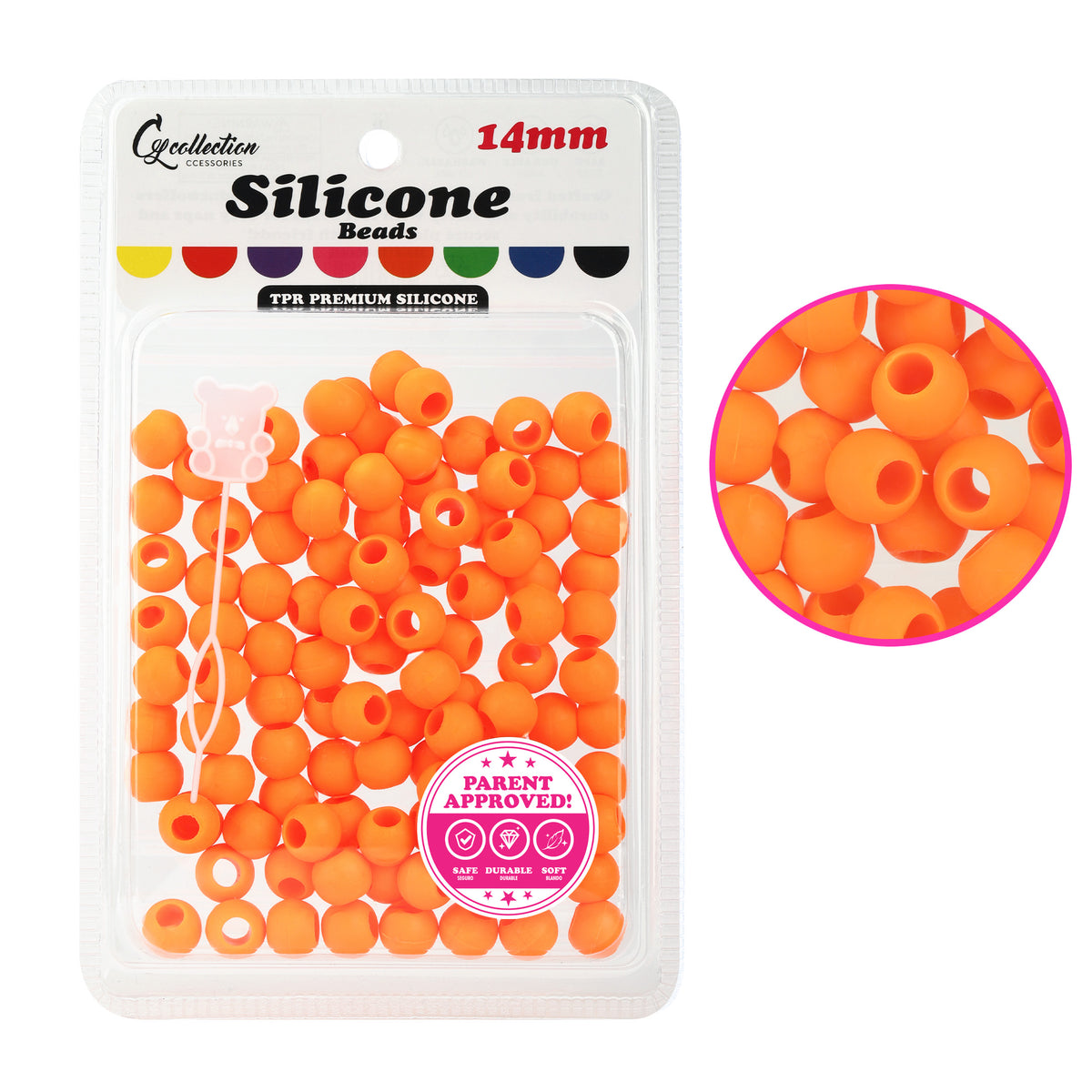 Orange Silicone Beads (14mm)