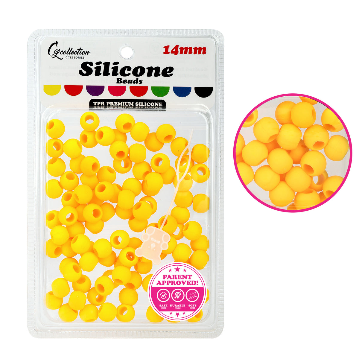 YELLOW Silicone Beads (14mm)