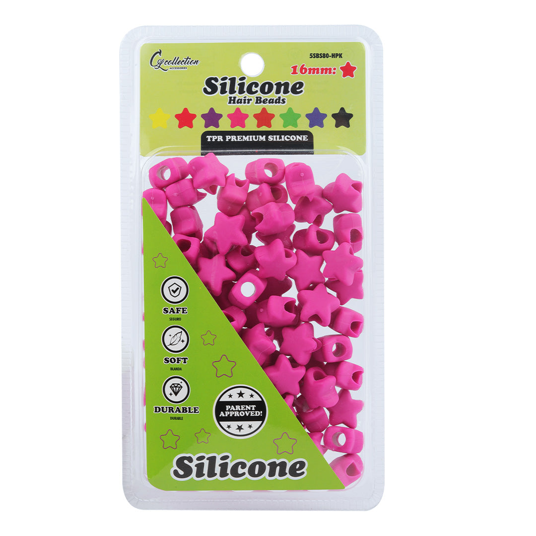 Star Shaped Silicone Hair Beads – 1 Pack, 80 PCS 16mm, Soft & Flexible, Noiseless, Painless Hair Accessories for Women & Girls Stylish Braiding