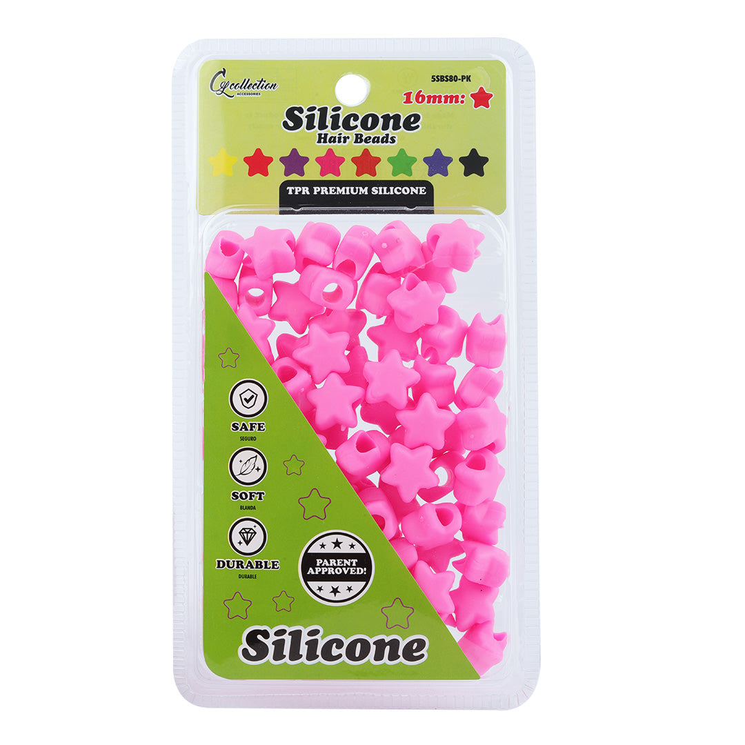 Star Shaped Silicone Hair Beads – 1 Pack, 80 PCS 16mm, Soft & Flexible, Noiseless, Painless Hair Accessories for Women & Girls Stylish Braiding