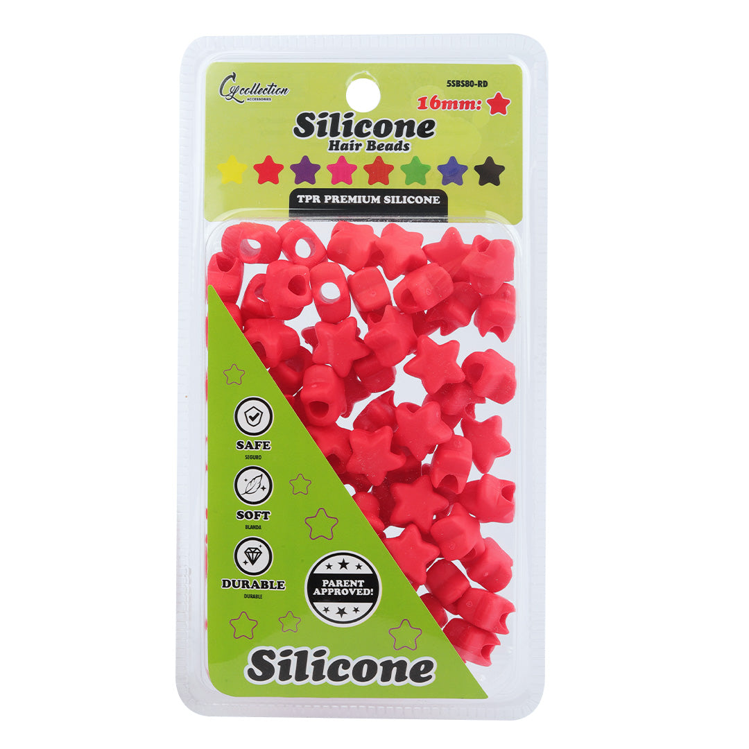 Star Shaped Silicone Hair Beads – 1 Pack, 80 PCS 16mm, Soft & Flexible, Noiseless, Painless Hair Accessories for Women & Girls Stylish Braiding