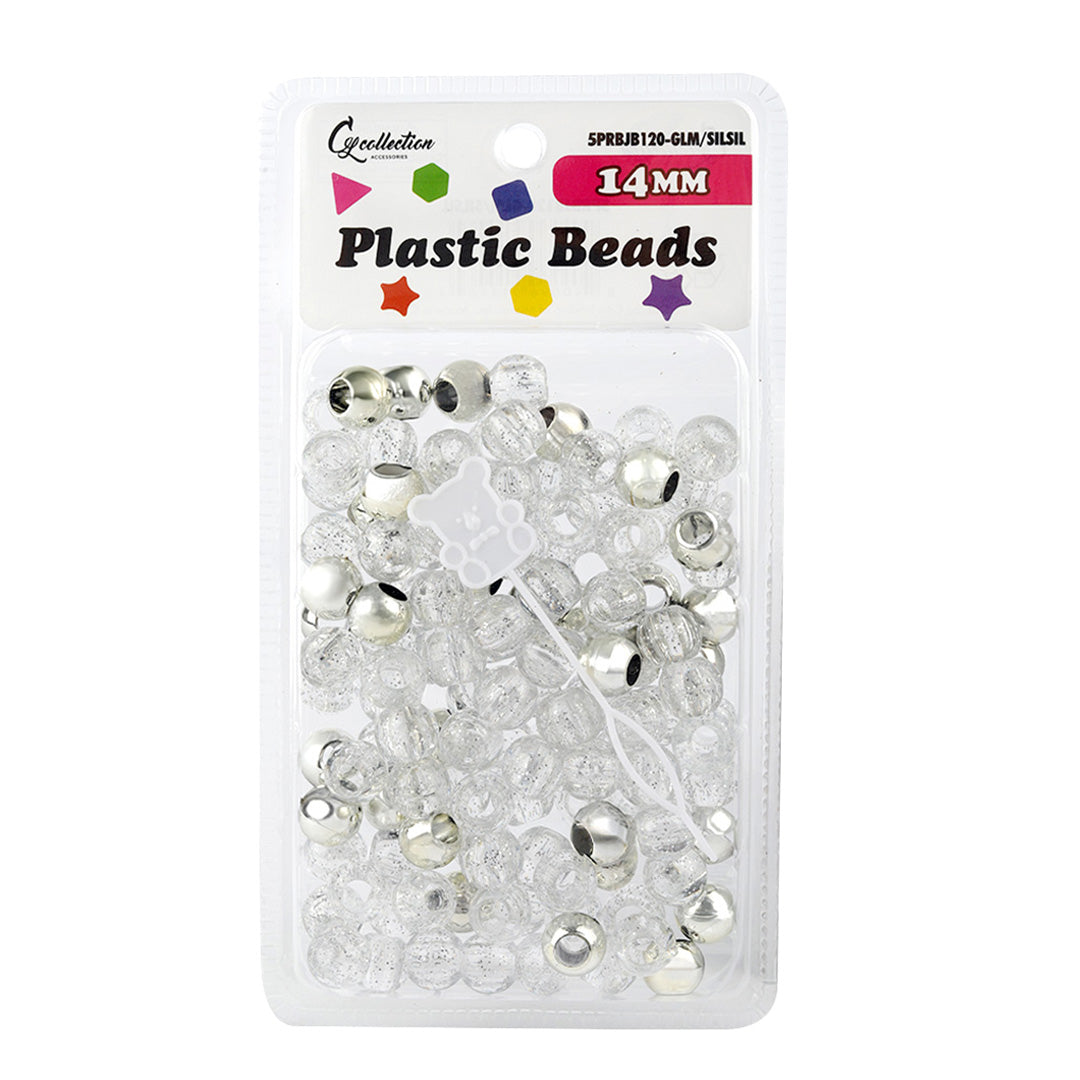 Plastic Hair Beads – Large Pack 120 pcs 14mm, Glossy Styling Beads for Braids, Twists, Crafts, Girls & Women, Classic Braiding Accessories with Braiding Tool