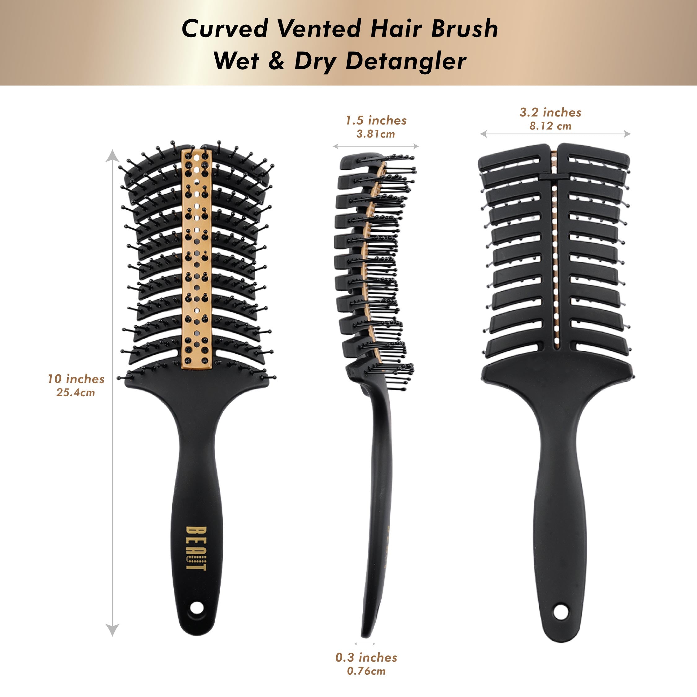 Beaut Detangling Brush – Ceramic Plated, Vented, Fast-Drying, Gentle Detangling Brush for Smooth, Frizz-Free Hair
