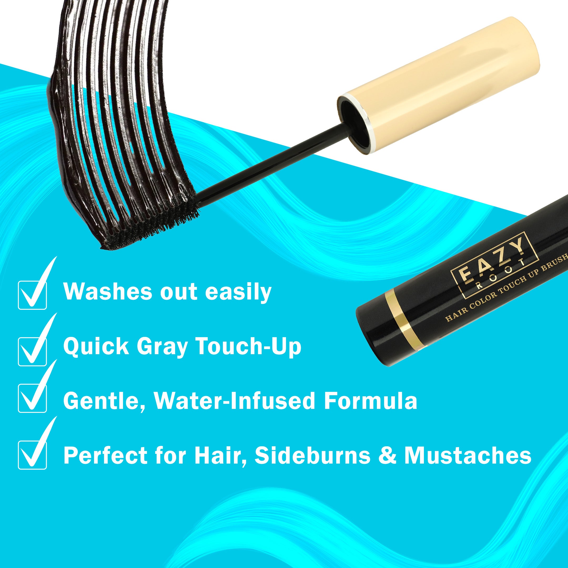 LQQKS Eazy Root Touch-Up Hair Brush & Stick Set - Instant Grey Root Coverage - Temporary Hair Color, Concealer for Black, Medium Brown & Dark Brown Hair