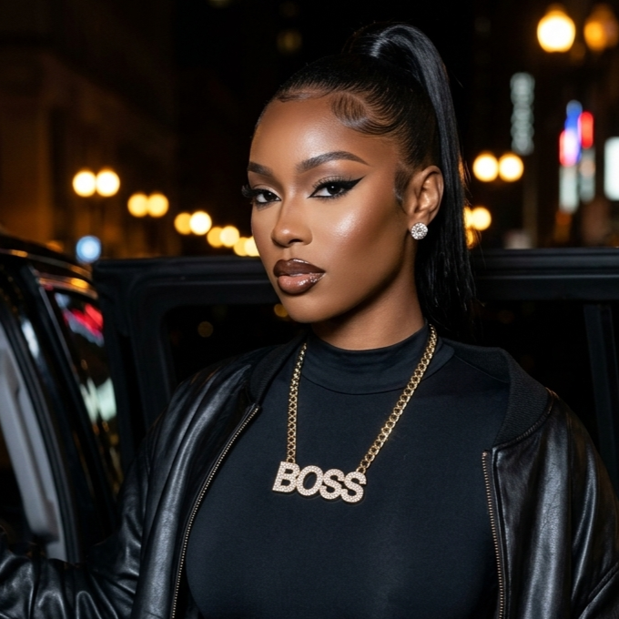 Iced Out BOSS Pendant Chain Necklace and Stud Earrings Set - Gold Tone Rhinestone Statement Word Choker, Y2K Hip Hop Streetwear Fashion Jewelry