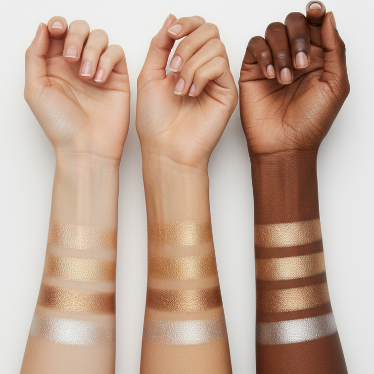 AMUSE Donut Glaze Highlighter Palette – 4 Shade Shimmer Glow Kit | Gold, Champagne & Bronze Radiant Finish