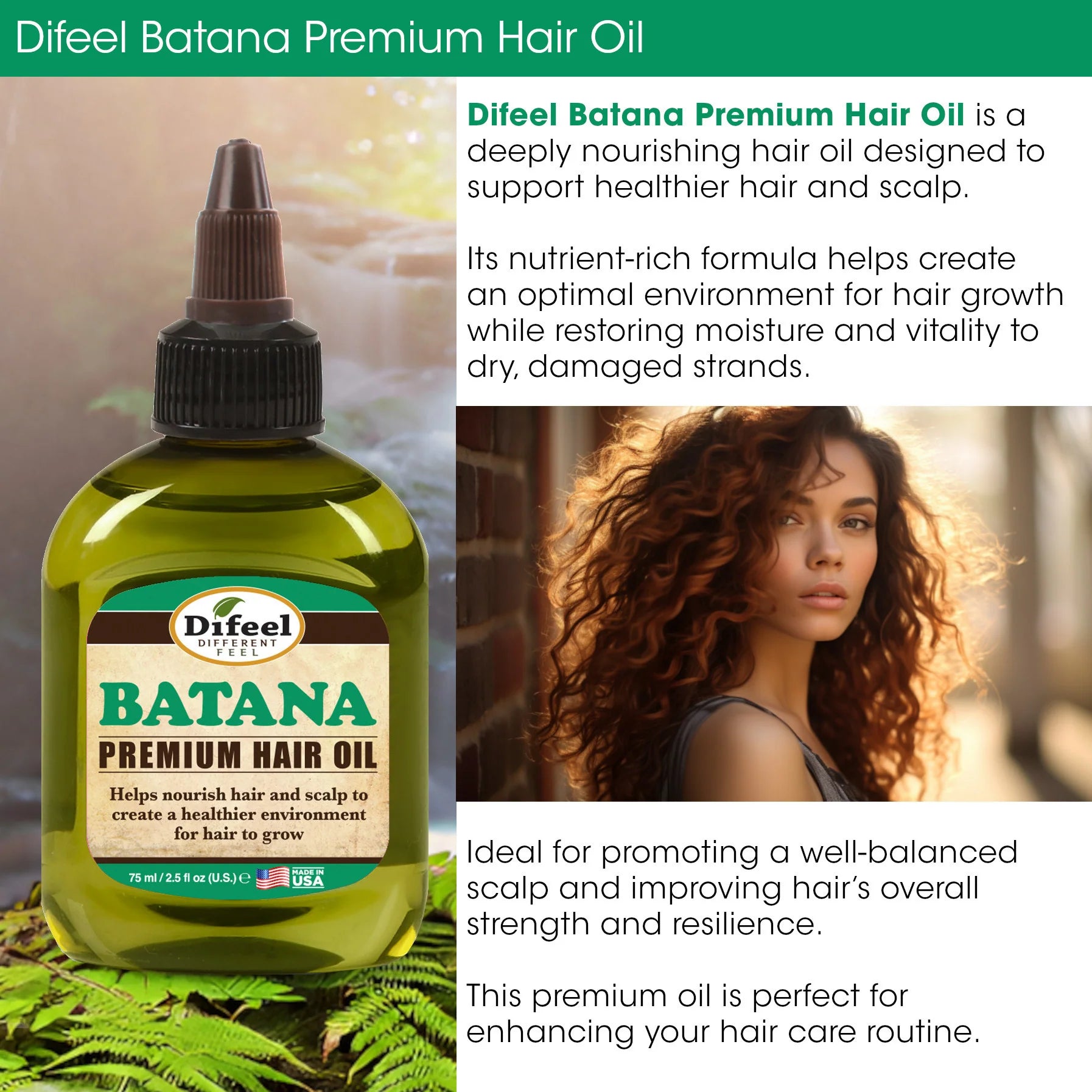 Difeel Batana Premium Hair Oil – 2.5 oz Travel Size | Deep Moisture & Scalp Nourishment