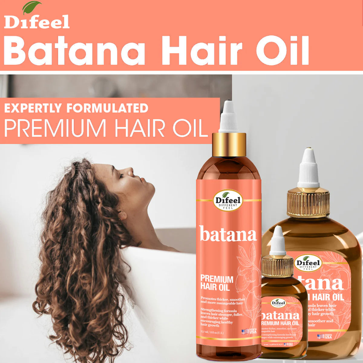 Difeel Batana Premium Hair Oil – 2.5oz Travel Size | Hair Growth & Repair