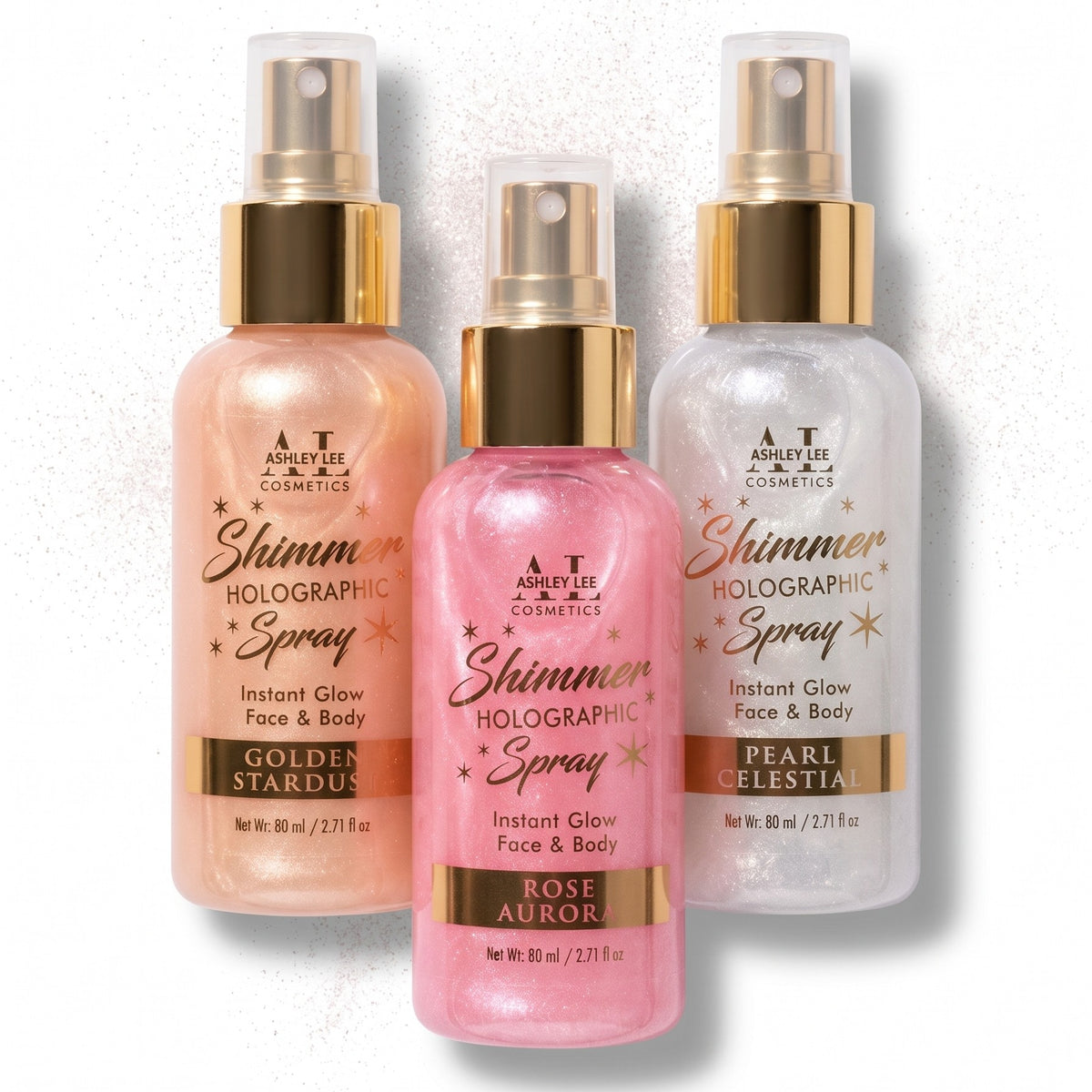 Ashley Lee Holographic Shimmer Body Mist – Liquid Face & Body Glow Luminizer