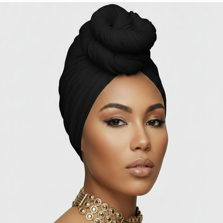 LQQKS Jersey Knit Stretch Head Wrap Scarf 20" x 67" (Magic Scarf) | No-Pin Turban for Natural Hair