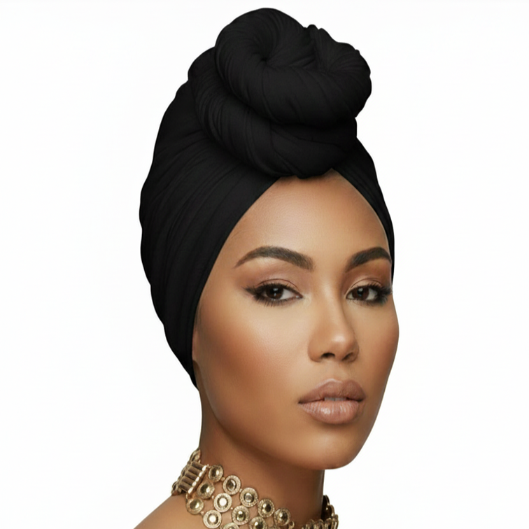 LQQKS Jersey Knit Stretch Head Wrap Scarf 20" x 67" (Magic Scarf) | No-Pin Turban for Natural Hair