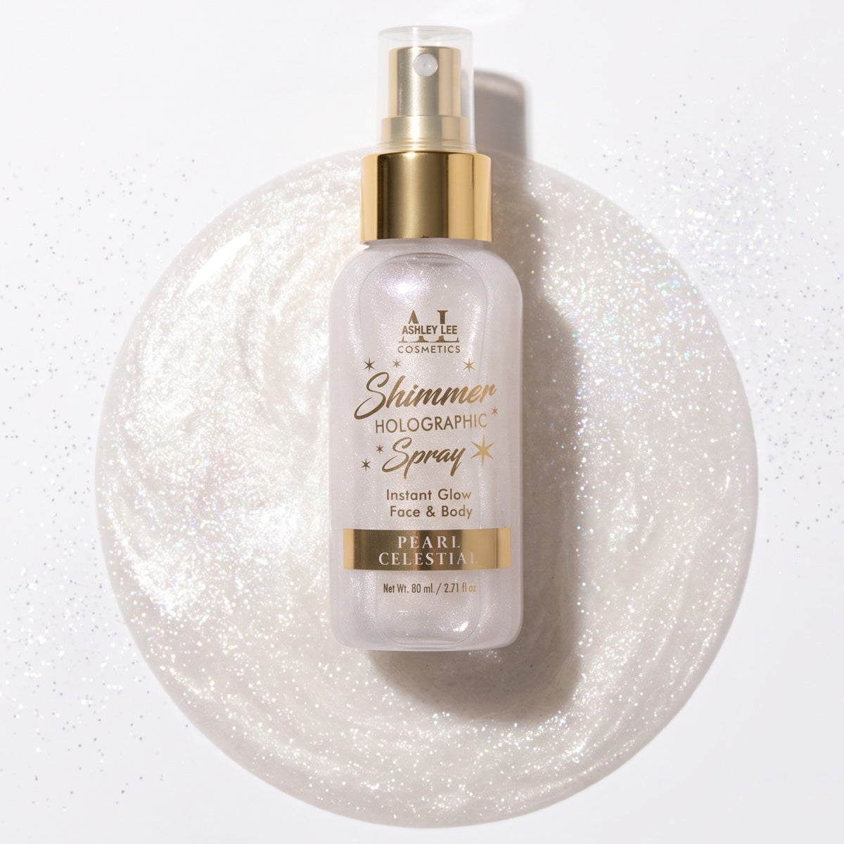 Ashley Lee Holographic Shimmer Body Mist – Liquid Face & Body Glow Luminizer