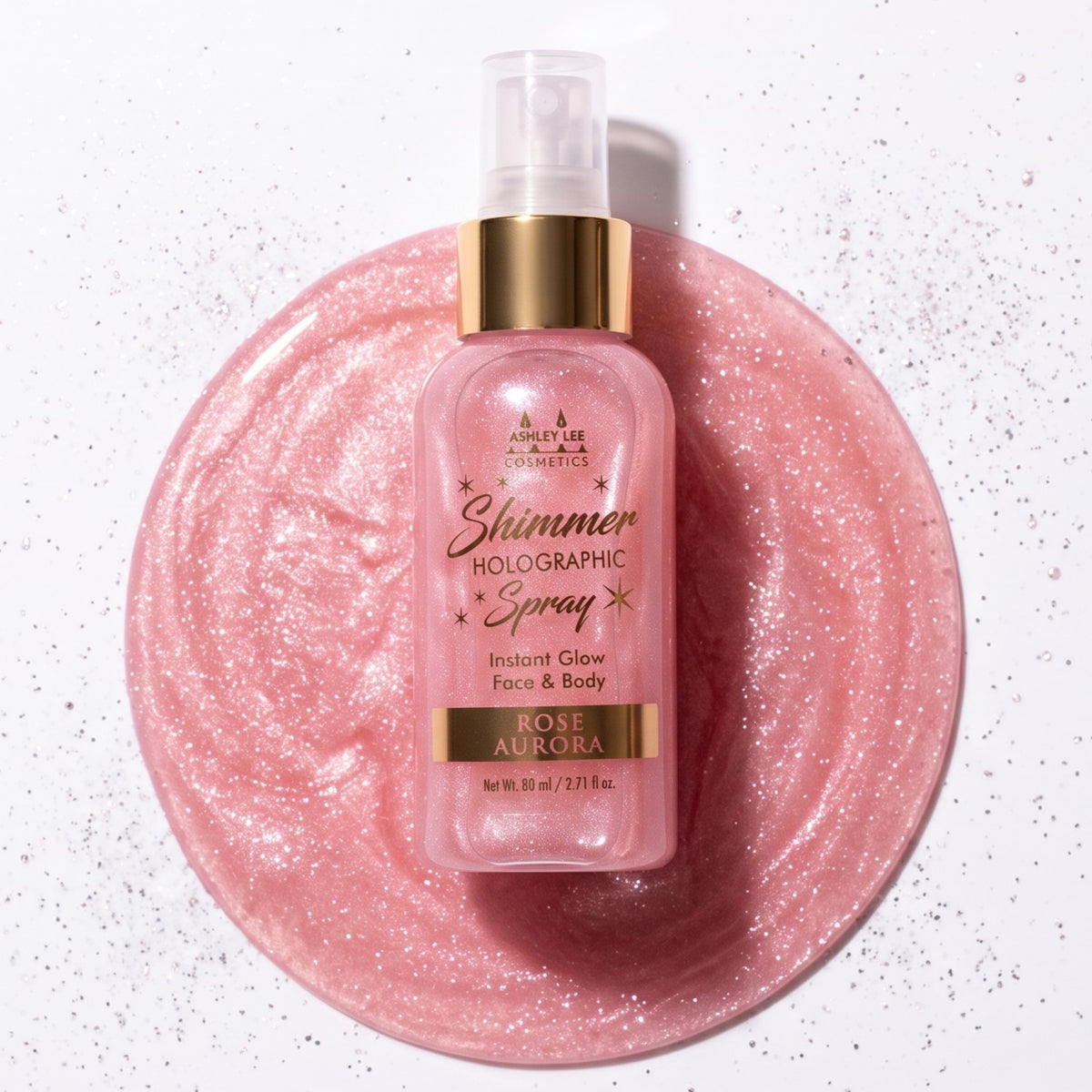 Ashley Lee Holographic Shimmer Body Mist – Liquid Face & Body Glow Luminizer