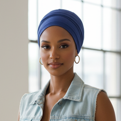 LQQKS Jersey Knit Stretch Head Wrap Scarf 20" x 67" (Magic Scarf) | No-Pin Turban for Natural Hair