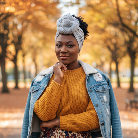 LQQKS Jersey Knit Stretch Head Wrap Scarf 20" x 67" (Magic Scarf) | No-Pin Turban for Natural Hair