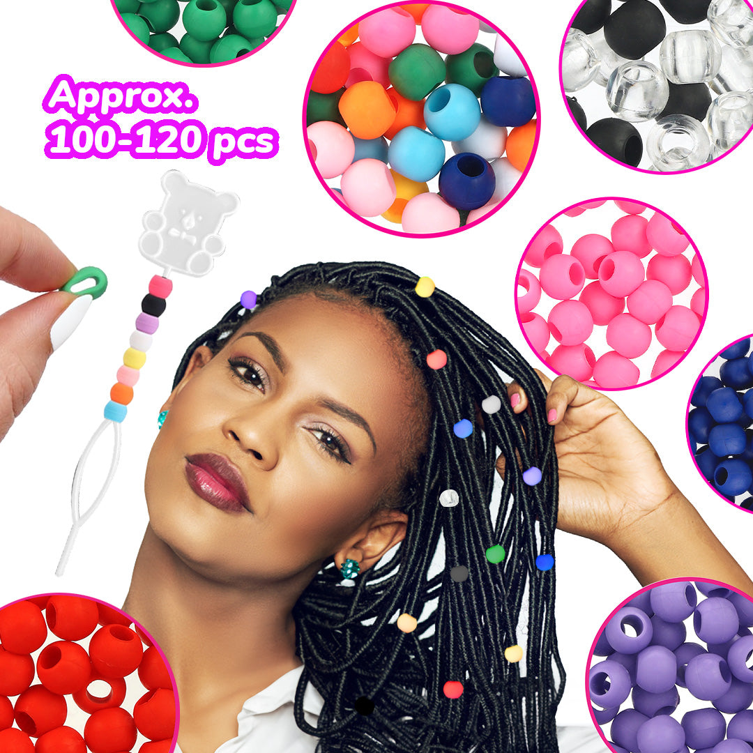 Silicone Hair Beads – 100 PCS, Premium Soft Light Durable TPR, for Women Girls Stylish Braiding