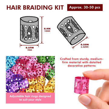 2 Pack Hair Braiding Kit – Mini Hair Clip Beads & Hair Jewelry Set for