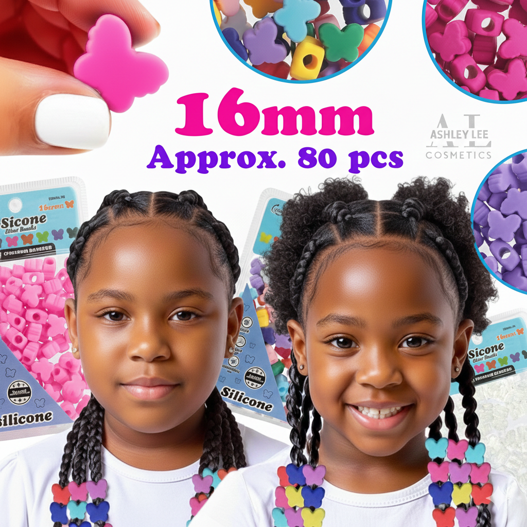 Butterfly Shaped Silicone Hair Beads – 1 Pack, 80 PCS 16mm, Soft & Flexible, Noiseless, Painless Hair Accessories for Women & Girls Stylish Braiding