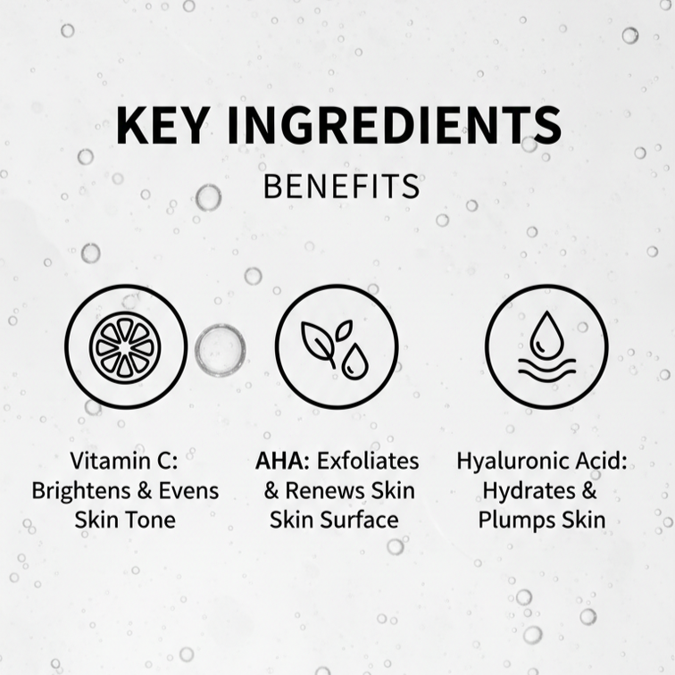 AMUSE Vitamin C You Later Facial Serum | Brightening, Smoothing & Anti-Aging Face Serum with Vitamin C, AHA + Hyaluronic Acid | 1 fl oz