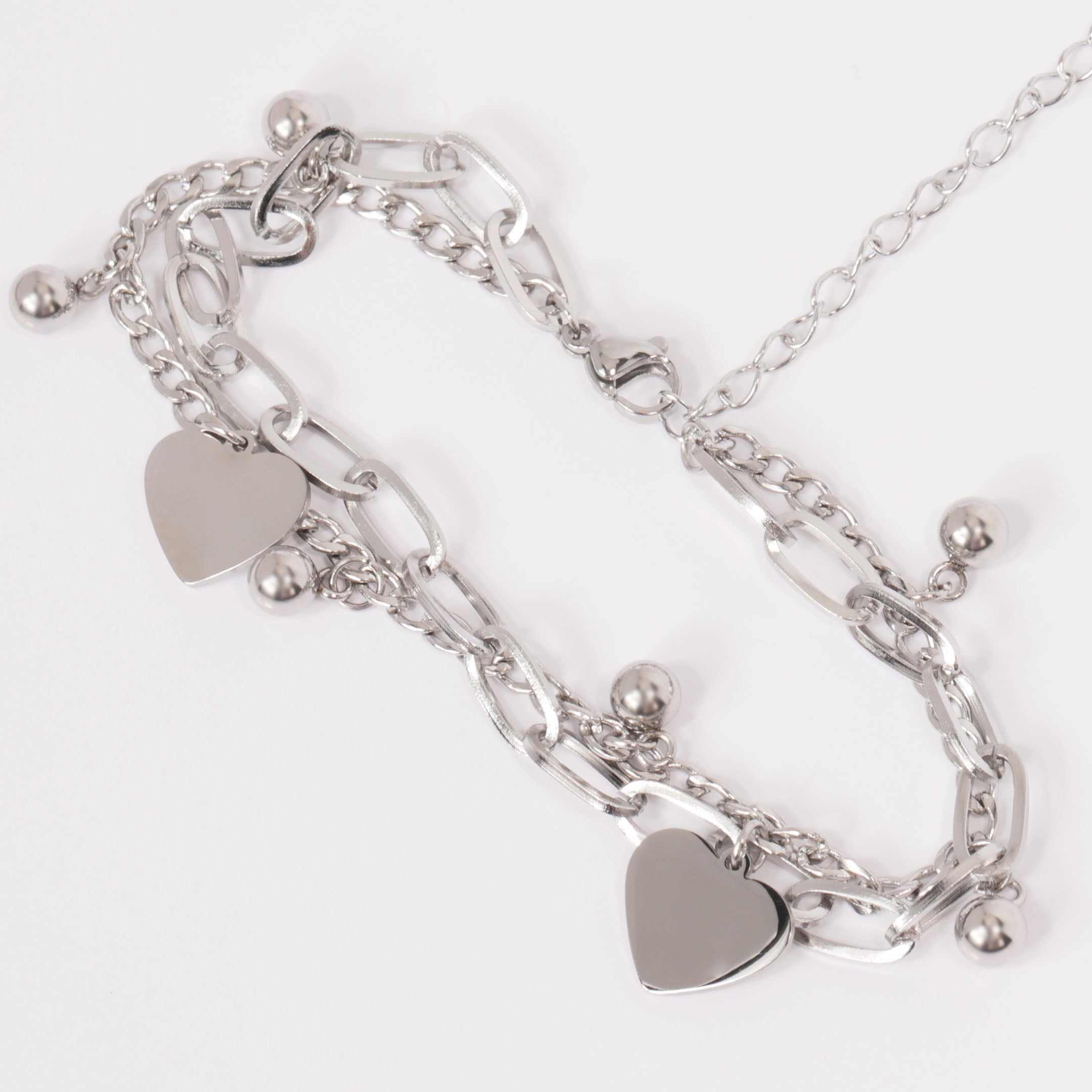 Heart Charm Layered Bracelet