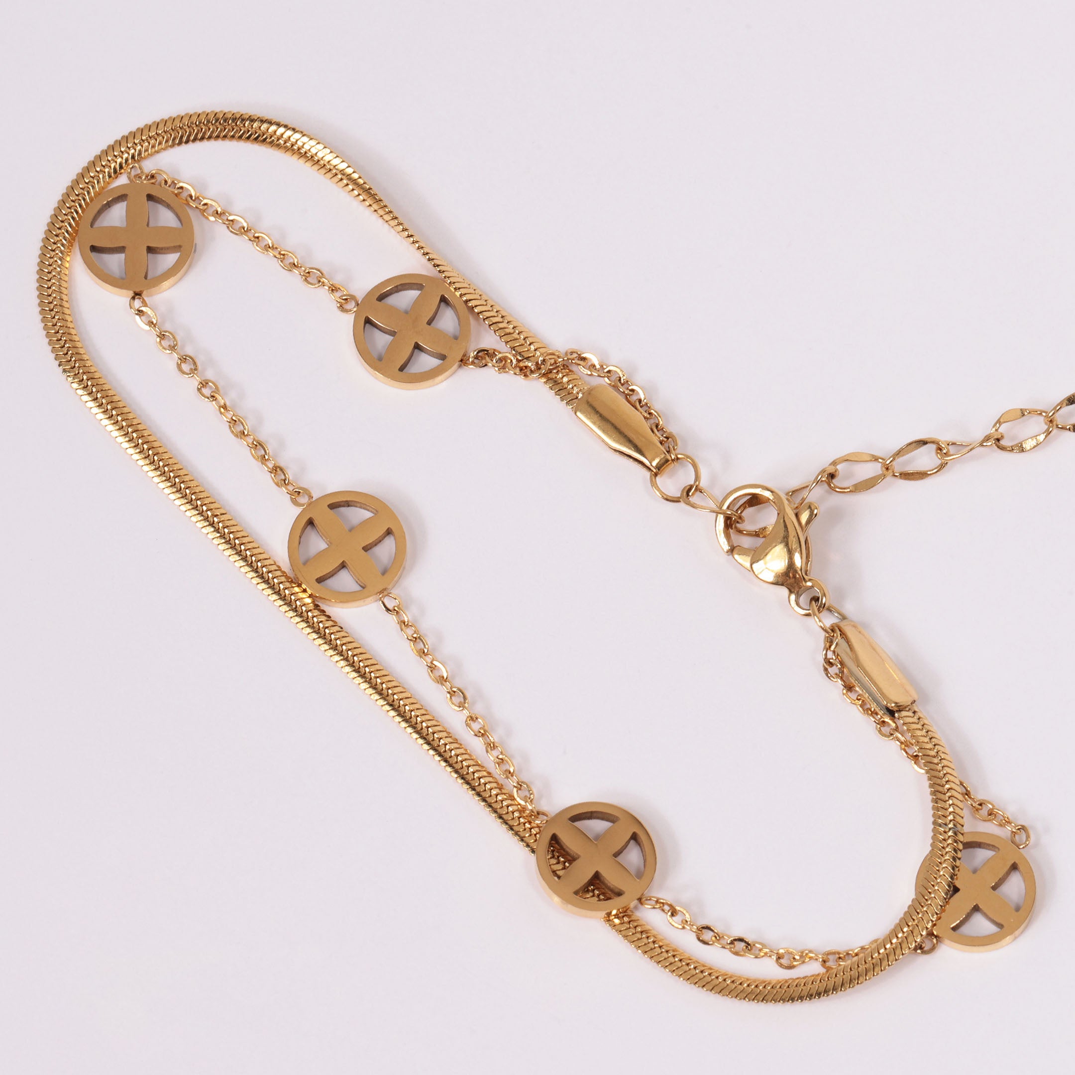 Cross Chain Layered Bracelet