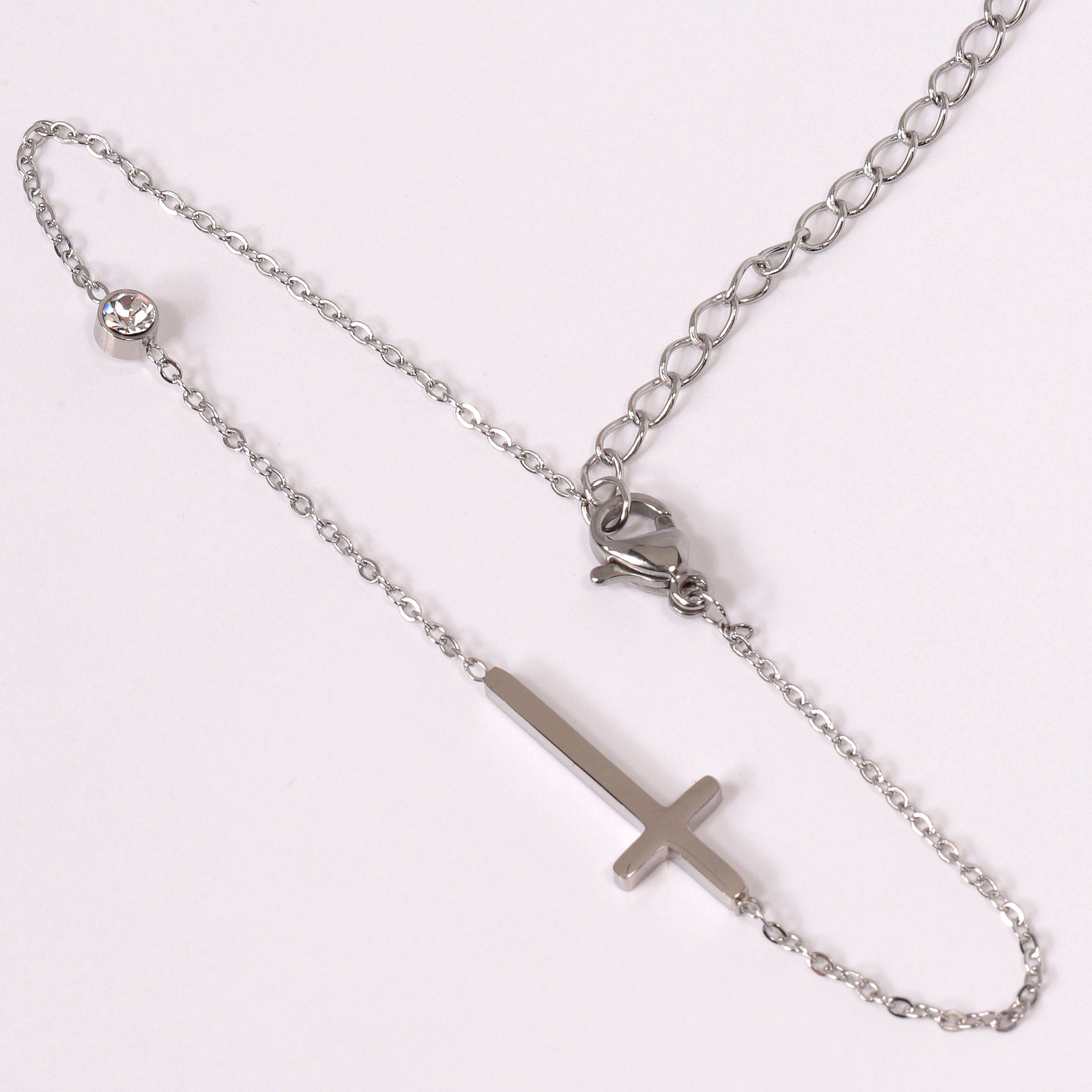 Cross & Stone Chain Bracelet