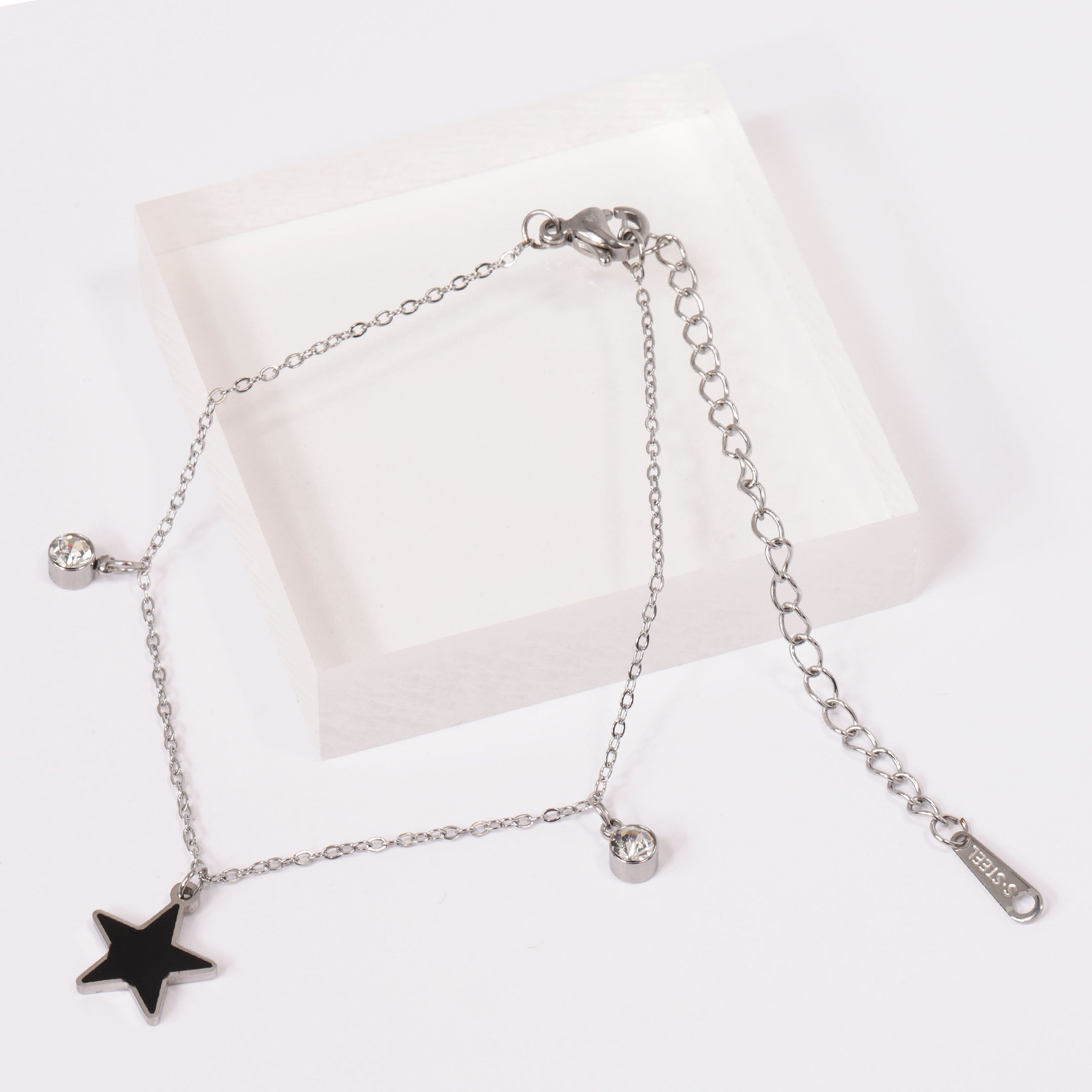 Star & Rhinestone Charm Chain Bracelet