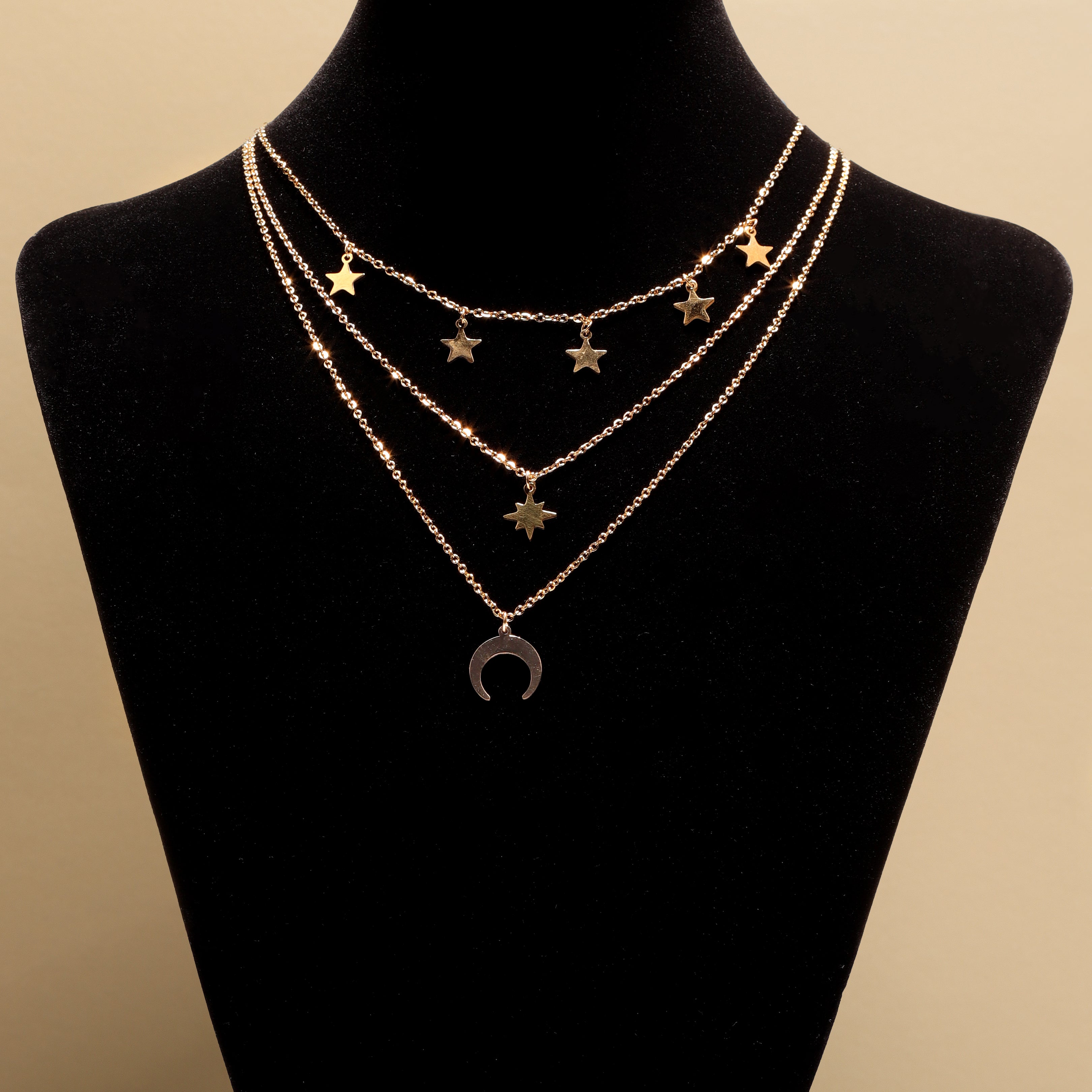 Moon & Stars Charm Layered Necklace