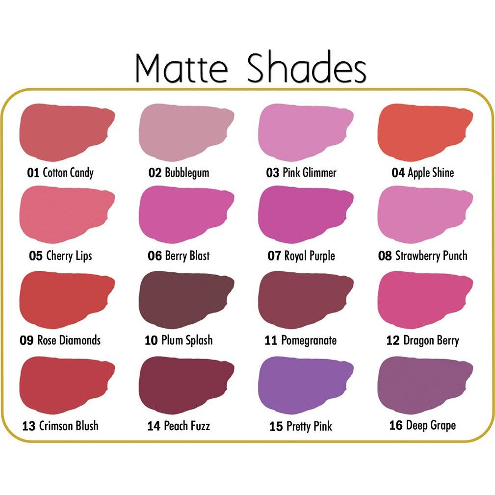 Ashley Lee ColorKiss Matte Color Chart